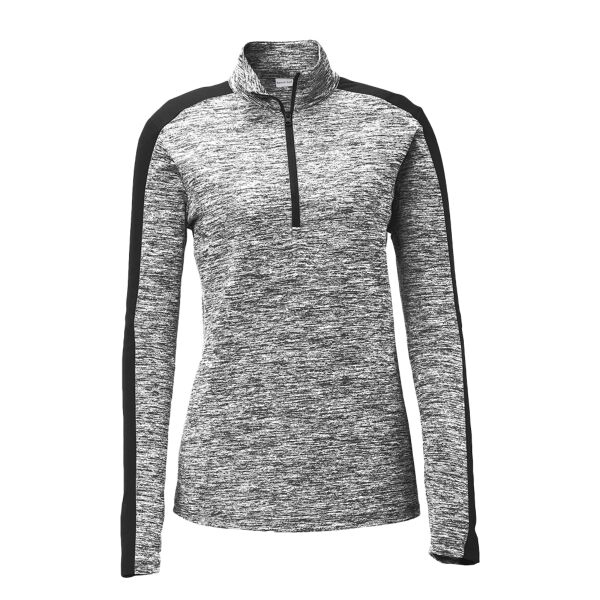 Ladies PosiCharge ® Electric Heather Colorblock 1/4 Zip Pullover Thumbnail